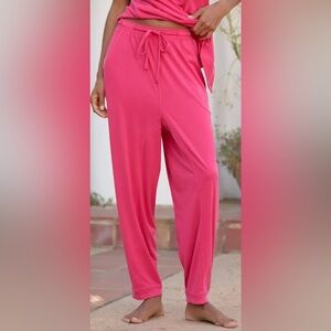 Anthropologie Pink Drawstring Lounge Pants NWT